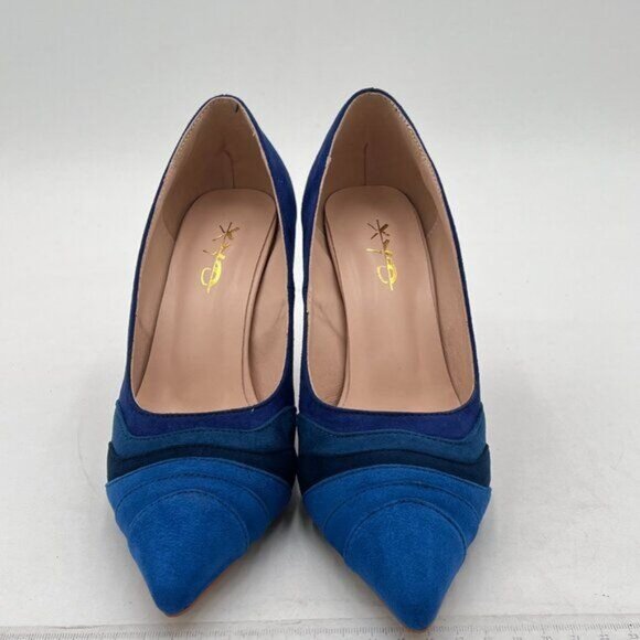 XYD Women Wave Pattern Pointed Toe Slip On Party Pumps Jewelry High Heel - Picture 3 of 7